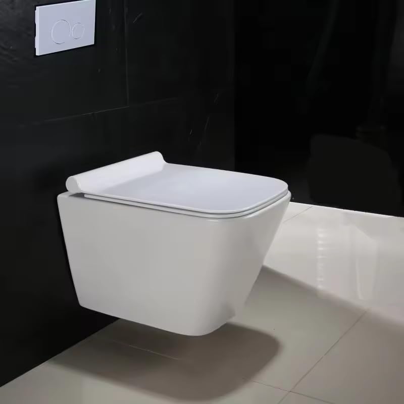 REMANENCE-ATLANTIS Ceramic Wall Mount/Wall Hung Western Toilet Commode for Bathrooms With Soft Close Seat Cover