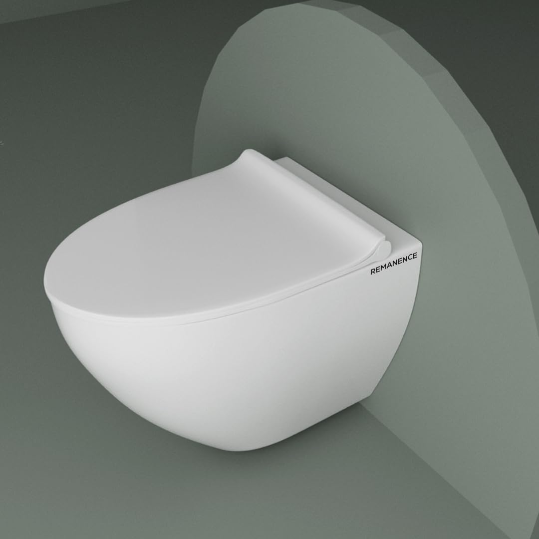 REMANENCE-GRAFITI Ceramic Wall Mount/Wall Hung Western Toilet Commode for Bathrooms With Soft Close Seat Cover