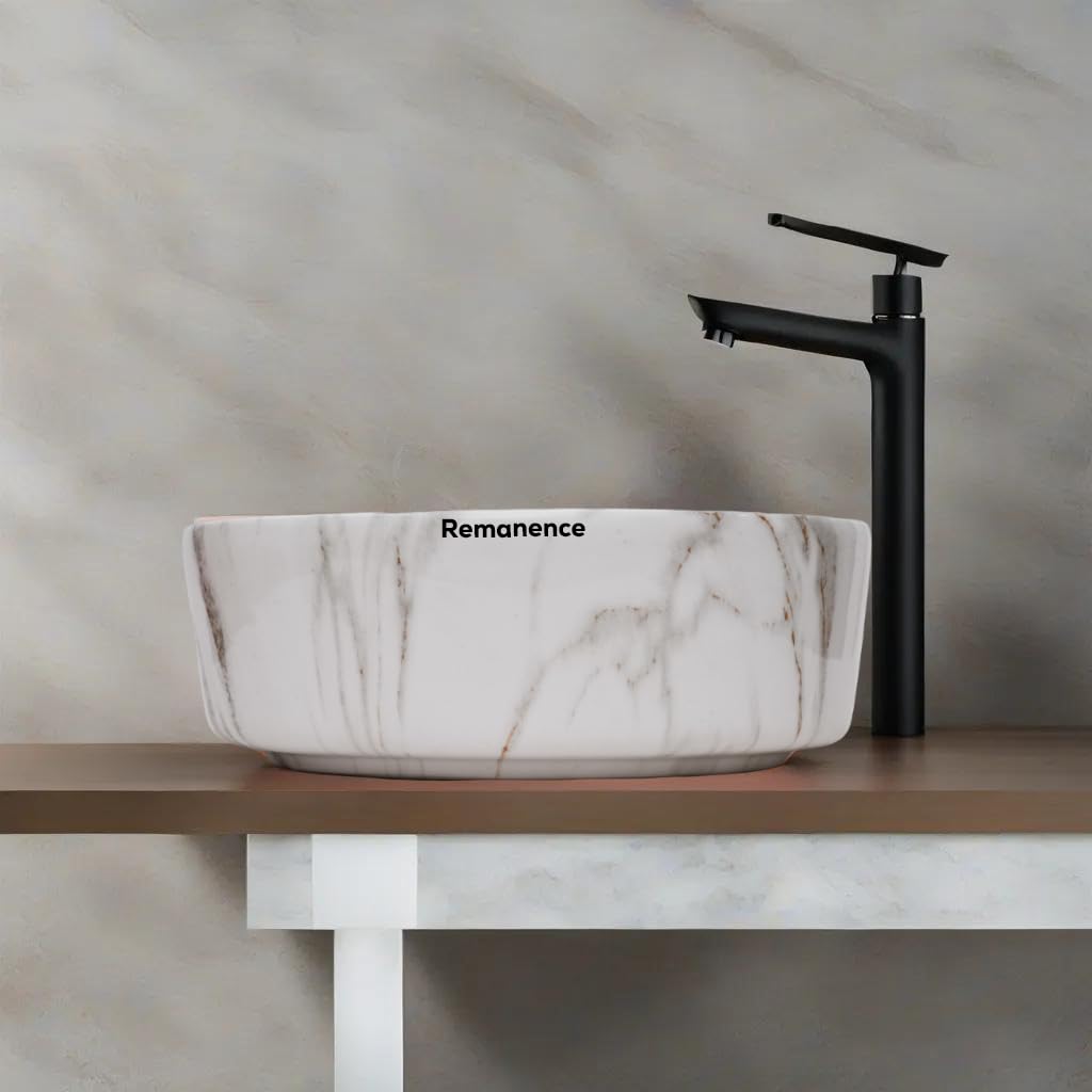 REMANENCE-ROUND Designer Countertop Wash Basin (12.5 x 12.5 x 5 Inch)