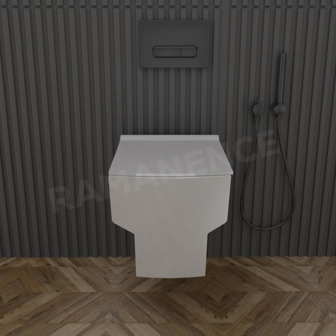 REMANENCE-OVAL Ceramic Wall Mount/Wall Hung Western Toilet Commode for Bathrooms With Soft Close Seat Cover