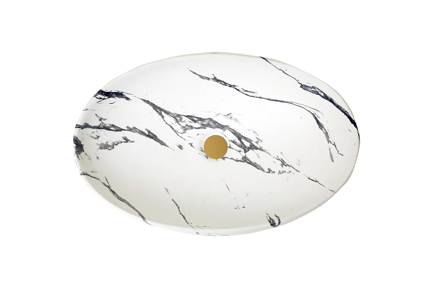 REMANENCE Ceramic Countertop Wash Basin for Designer Bathroom, Boutique Hotels, Luxury Homes (24 x 15 x 6 Inch) (White Black)