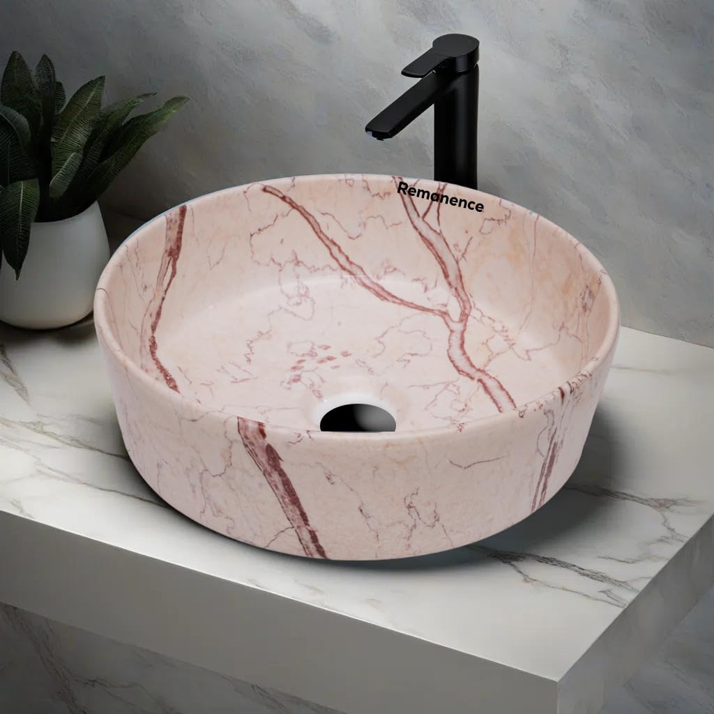 REMANENCE-ROUND Designer Countertop Wash Basin (12.5 x 12.5 x 5 Inch)