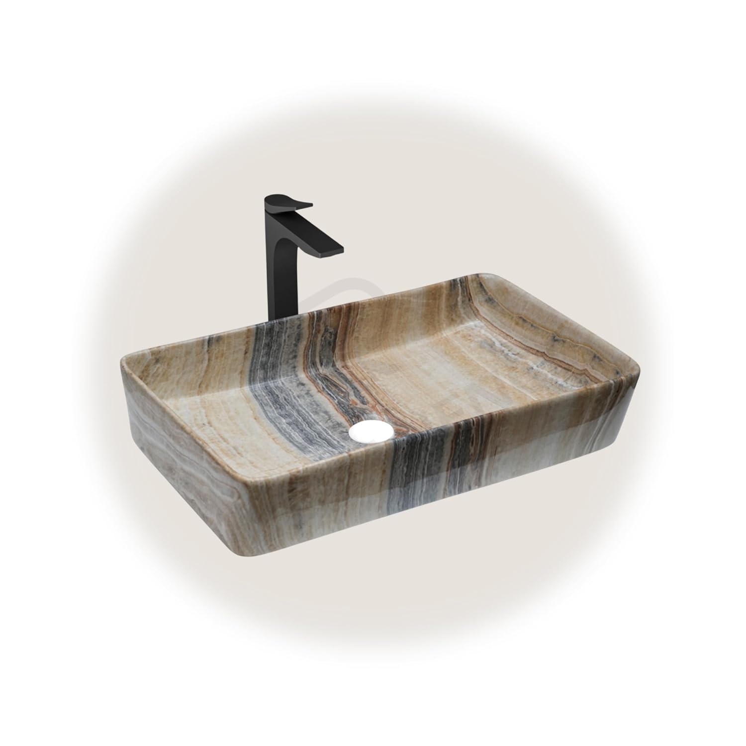 REMANENCE Designer Countertop Wash Basin for Fine-Dining Restaurants, Premium Cafés, Luxury Bathrooms, Modern Homes (24 x 14 x 5 Inch) (T - 422)