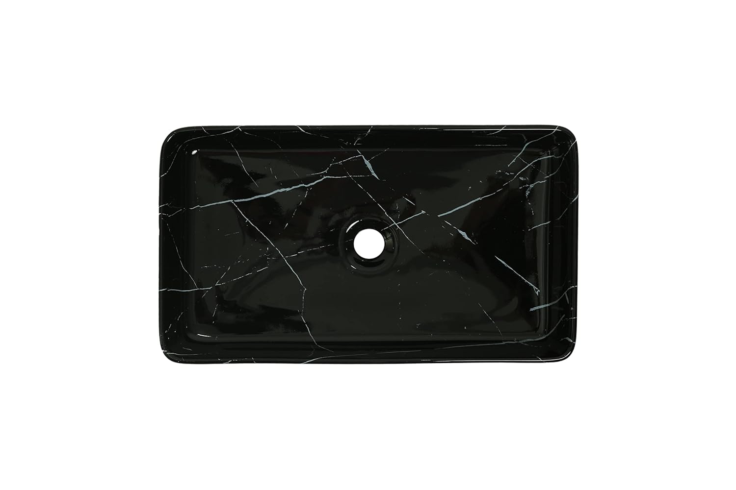 REMANENCE Designer Countertop Ceramic Wash Basin For Bathroom (24 x 14 x 5 Inch) (Glossy Black N White Stripe)