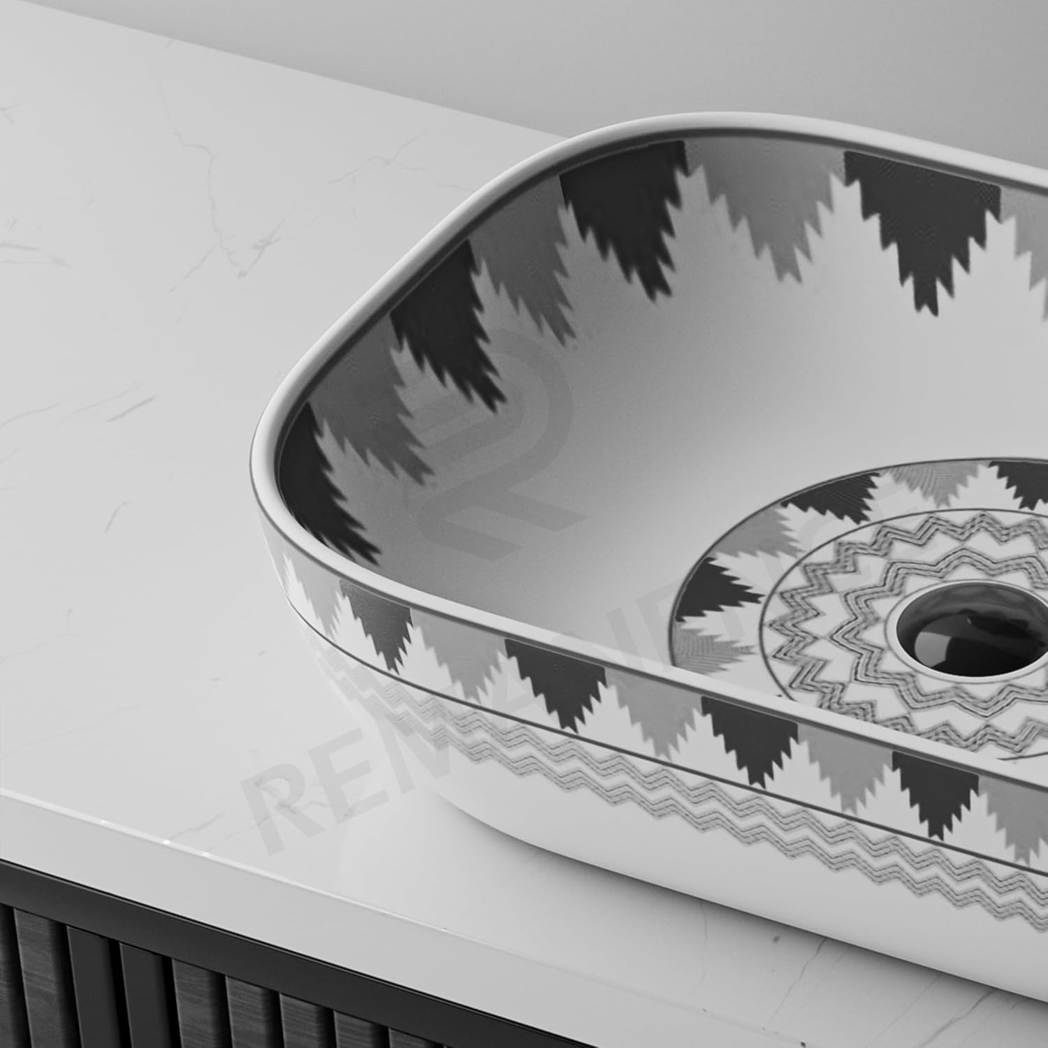 REMANENCE Designer Table Top Wash Basin for Luxury Homes, Boutique Hotels & Resorts, Premium Restaurants & Cafรฉs (18 x 13 x 5.5 Inch) (Moroccan 1156)