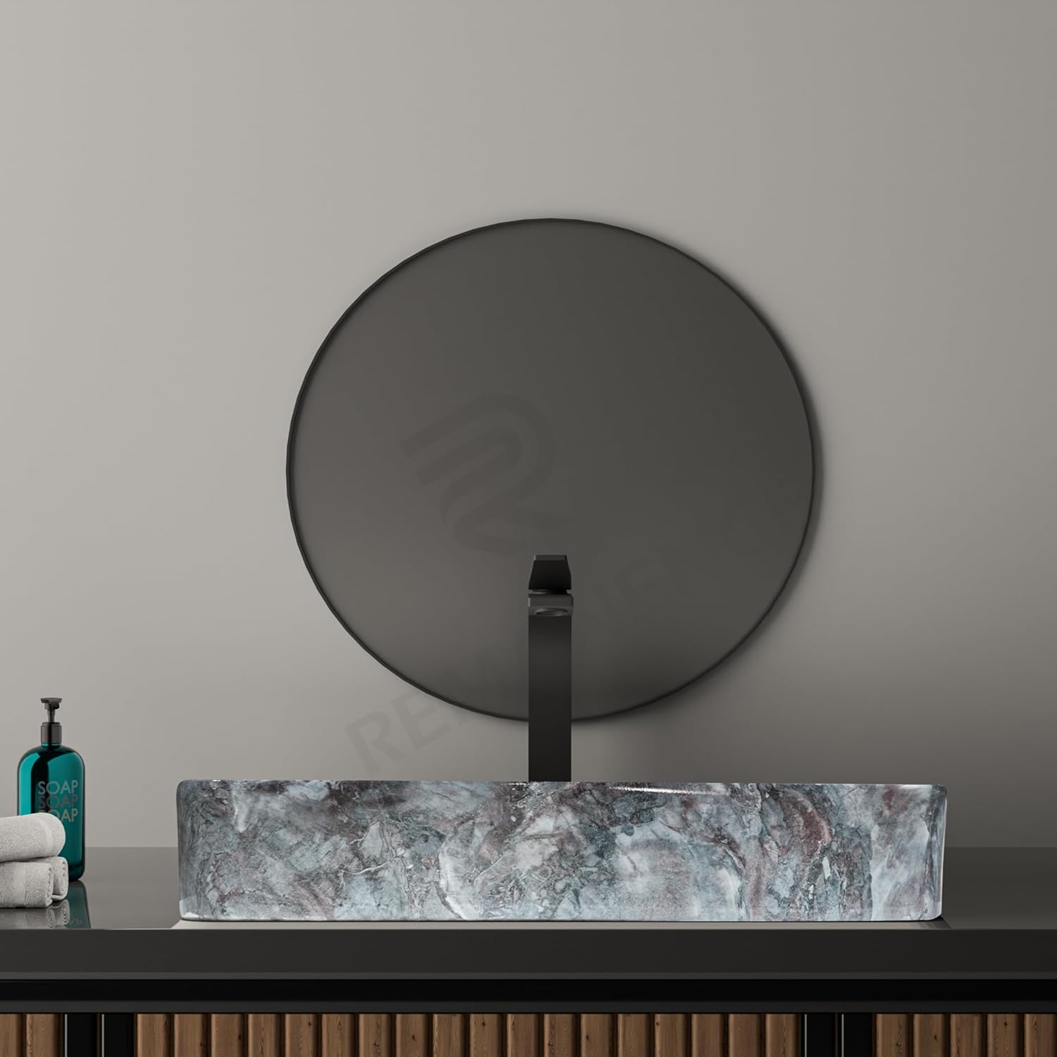 REMANENCE Designer Countertop Wash Basin for Fine-Dining Restaurants, Premium Cafés, Luxury Bathrooms, Modern Homes (24 x 14 x 5 Inch) (T - 453)