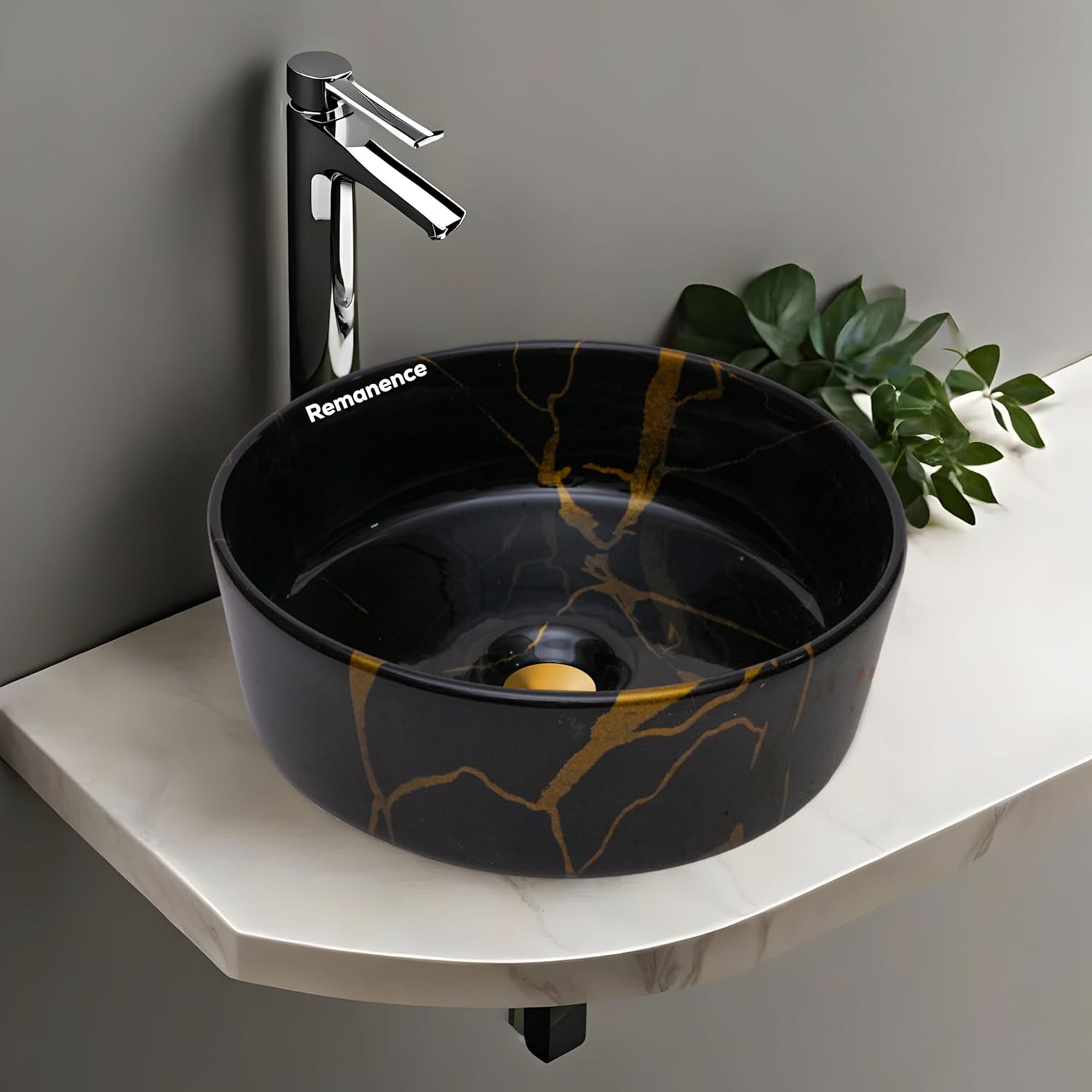 REMANENCE-ROUND Designer Countertop Wash Basin (12.5 x 12.5 x 5 Inch)