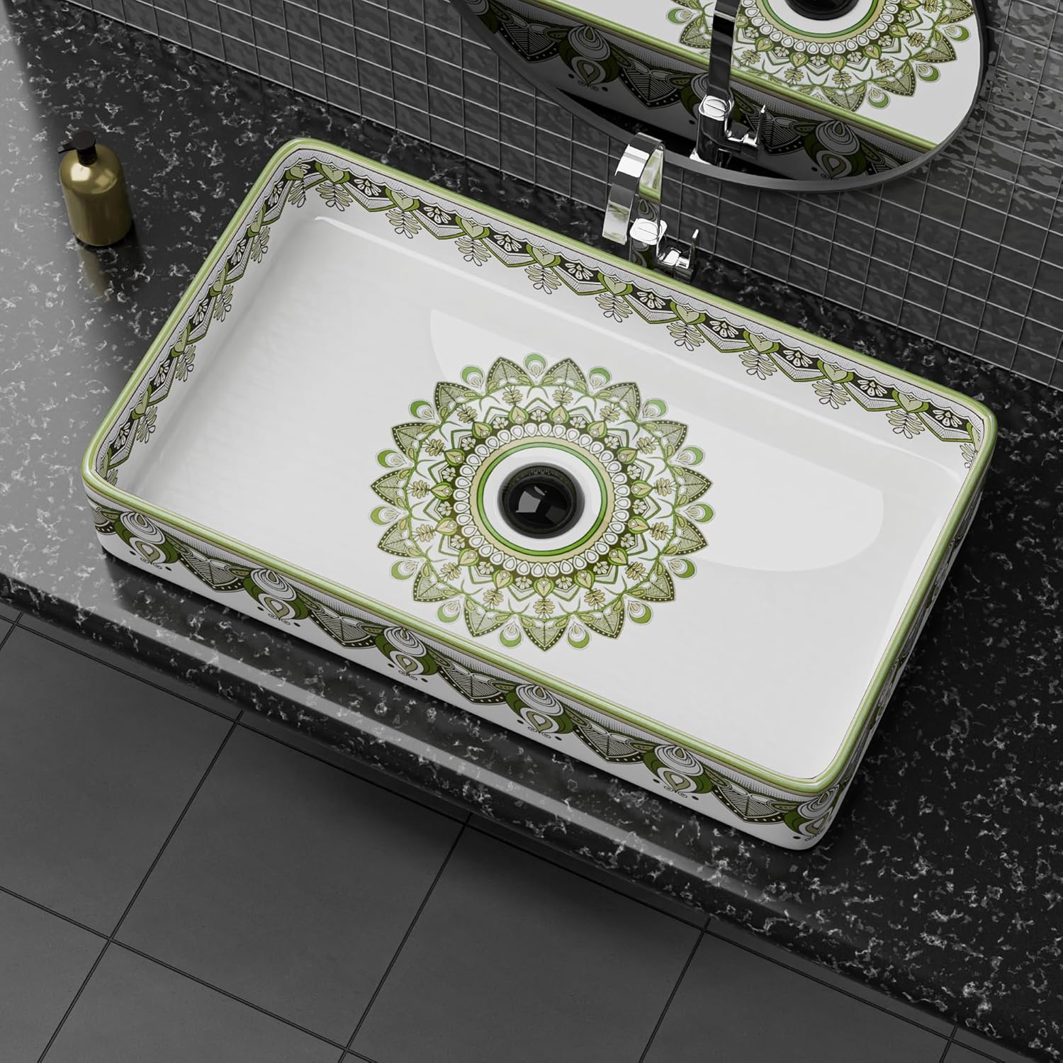 REMANENCE Designer Countertop Wash Basin For Bathroom, Restaurant, Living Room (24 x 14 x 5 Inch) (T-4458)