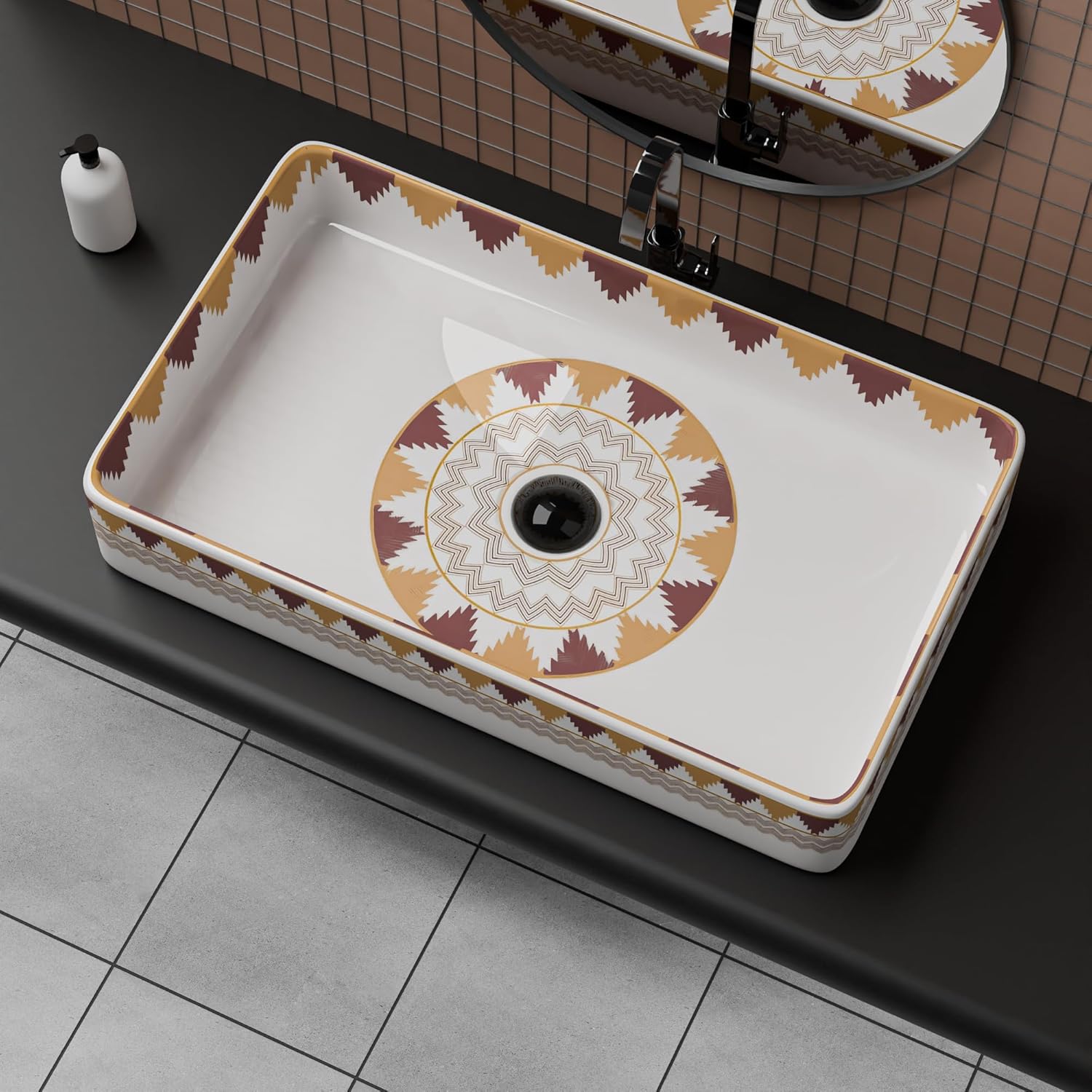 REMANENCE Designer Countertop Wash Basin For Bathroom, Restaurant, Living Room (24 x 14 x 5 Inch) (T-4455)