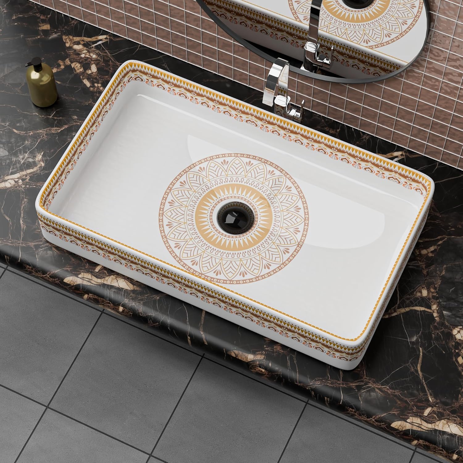 REMANENCE Designer Countertop Wash Basin For Bathroom, Restaurant, Living Room (24 x 14 x 5 Inch) (T-4460)
