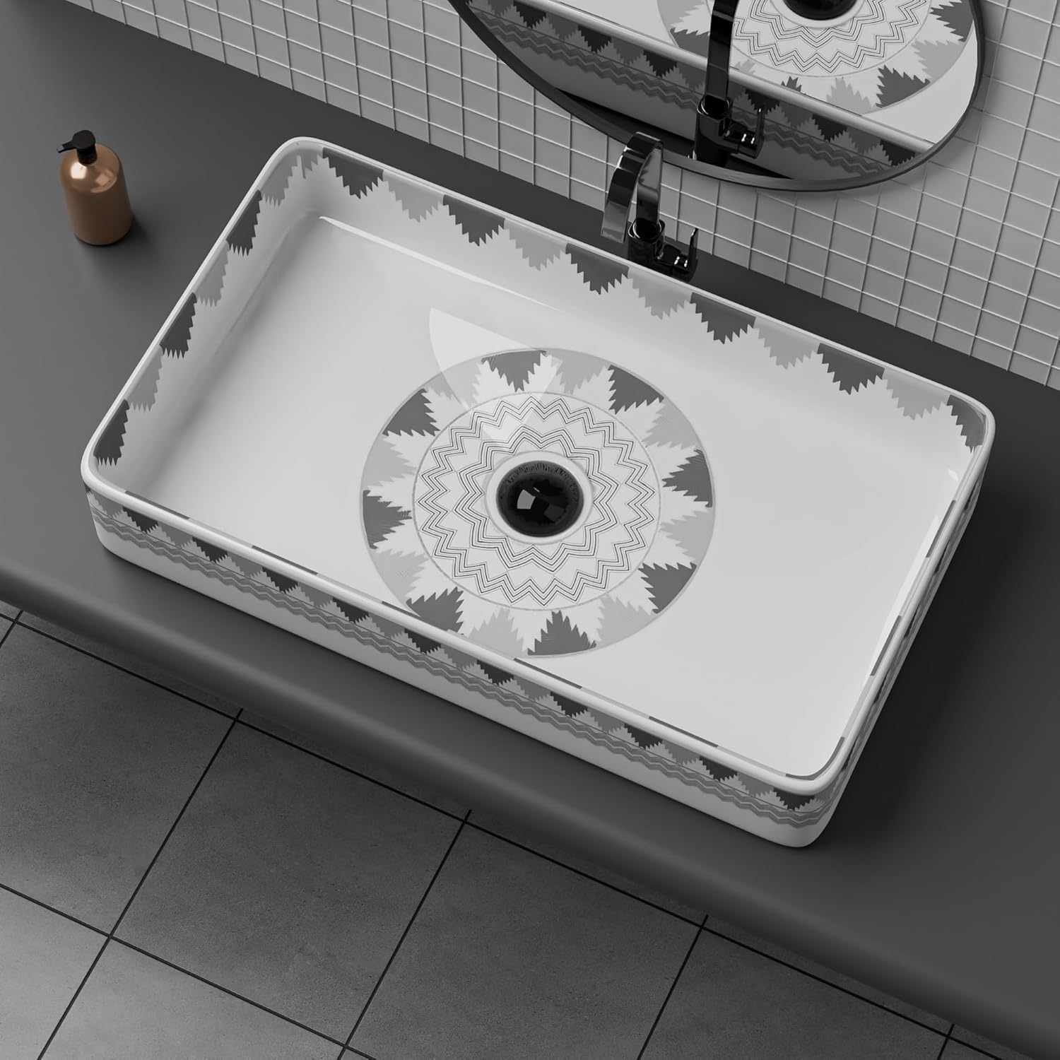 REMANENCE Designer Countertop Wash Basin For Bathroom, Restaurant, Living Room (24 x 14 x 5 Inch) (T-4456)