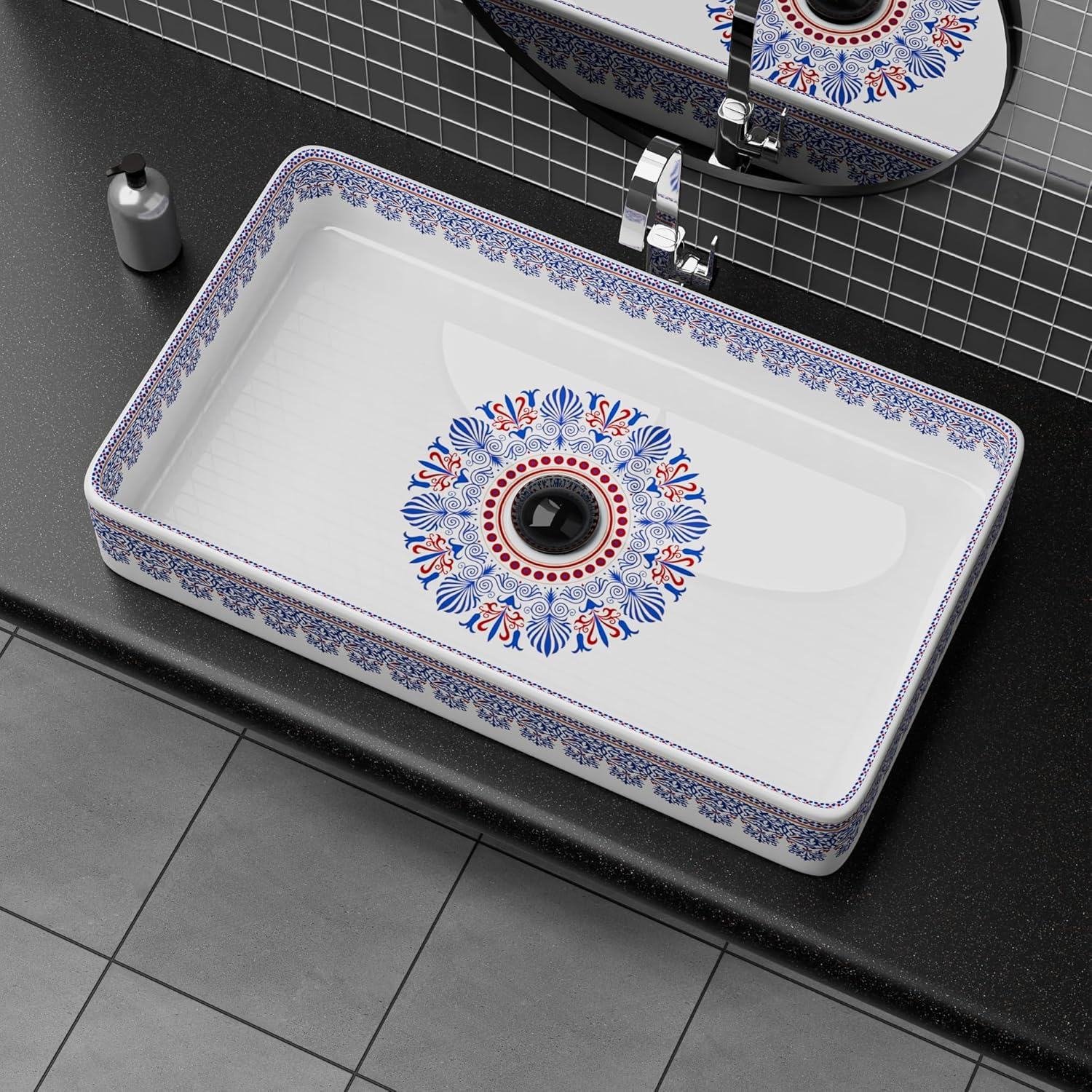 REMANENCE Designer Countertop Wash Basin For Bathroom, Restaurant, Living Room (24 x 14 x 5 Inch) (T-4461)