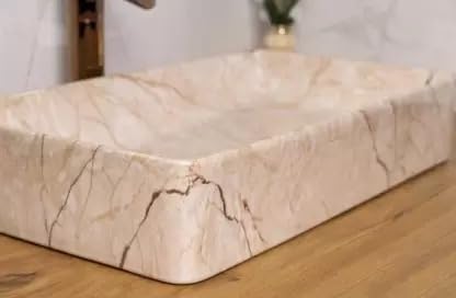 REMANENCE Designer Countertop Ceramic Wash Basin For Bathroom (24 x 14 x 5 Inch) (Cream Wash Basin)