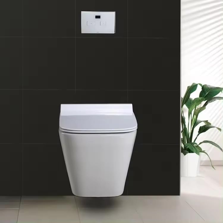 REMANENCE-ATLANTIS Ceramic Wall Mount/Wall Hung Western Toilet Commode for Bathrooms With Soft Close Seat Cover