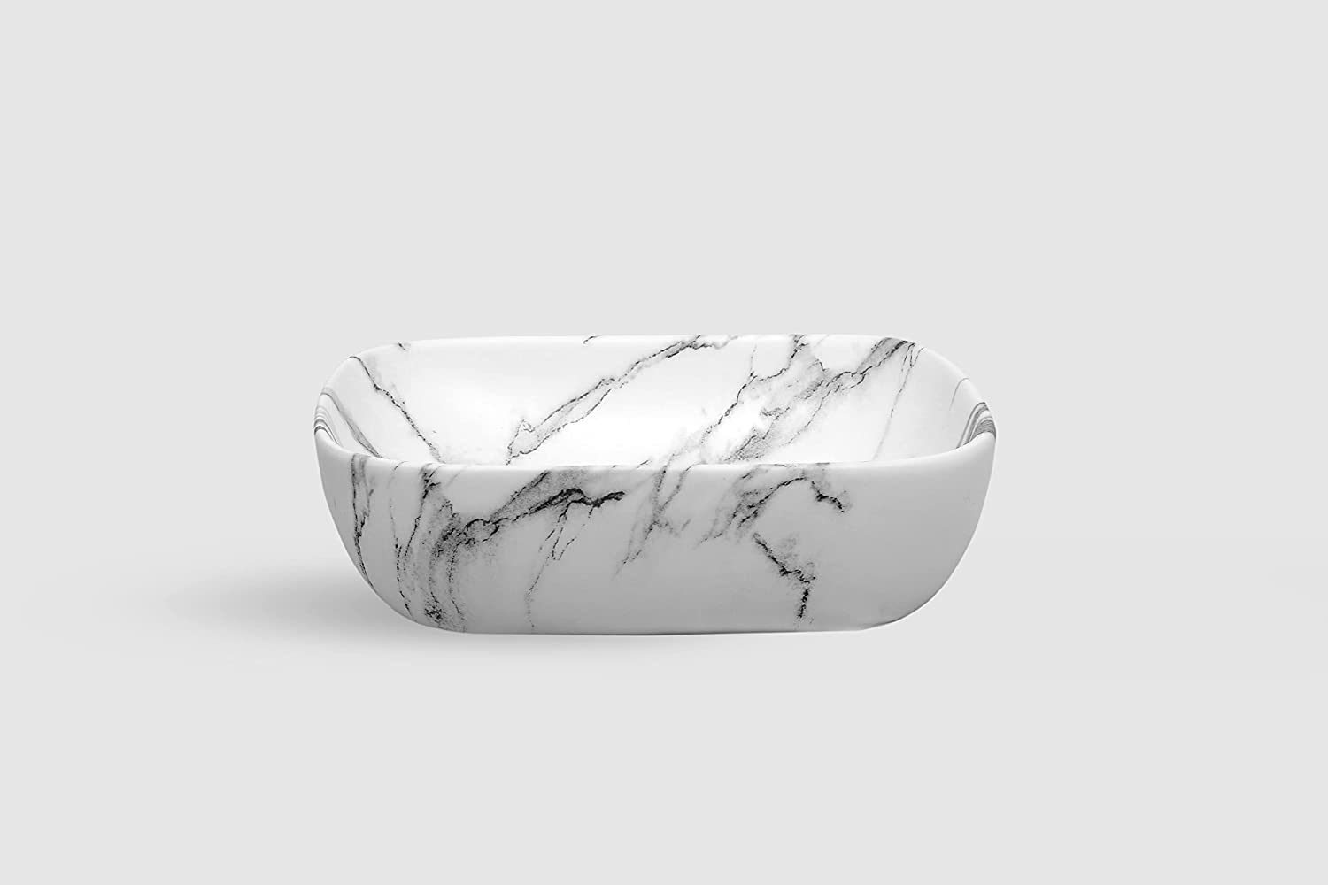 REMANENCE Designer Premium Table Top Wash Basin for Designer Showrooms, Fine-Dining Establishments, Upscale Hospitality Venues (18 x 13 x 5.5 Inch) (White-Grey)