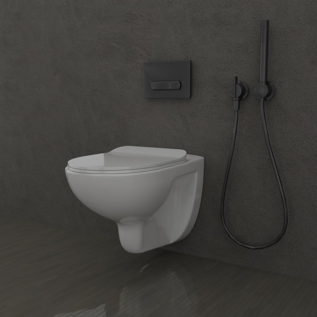 REMANENCE-CREST Ceramic Wall Mount/Wall Hung Western Toilet Commode for Bathrooms With Soft Close Seat Cover