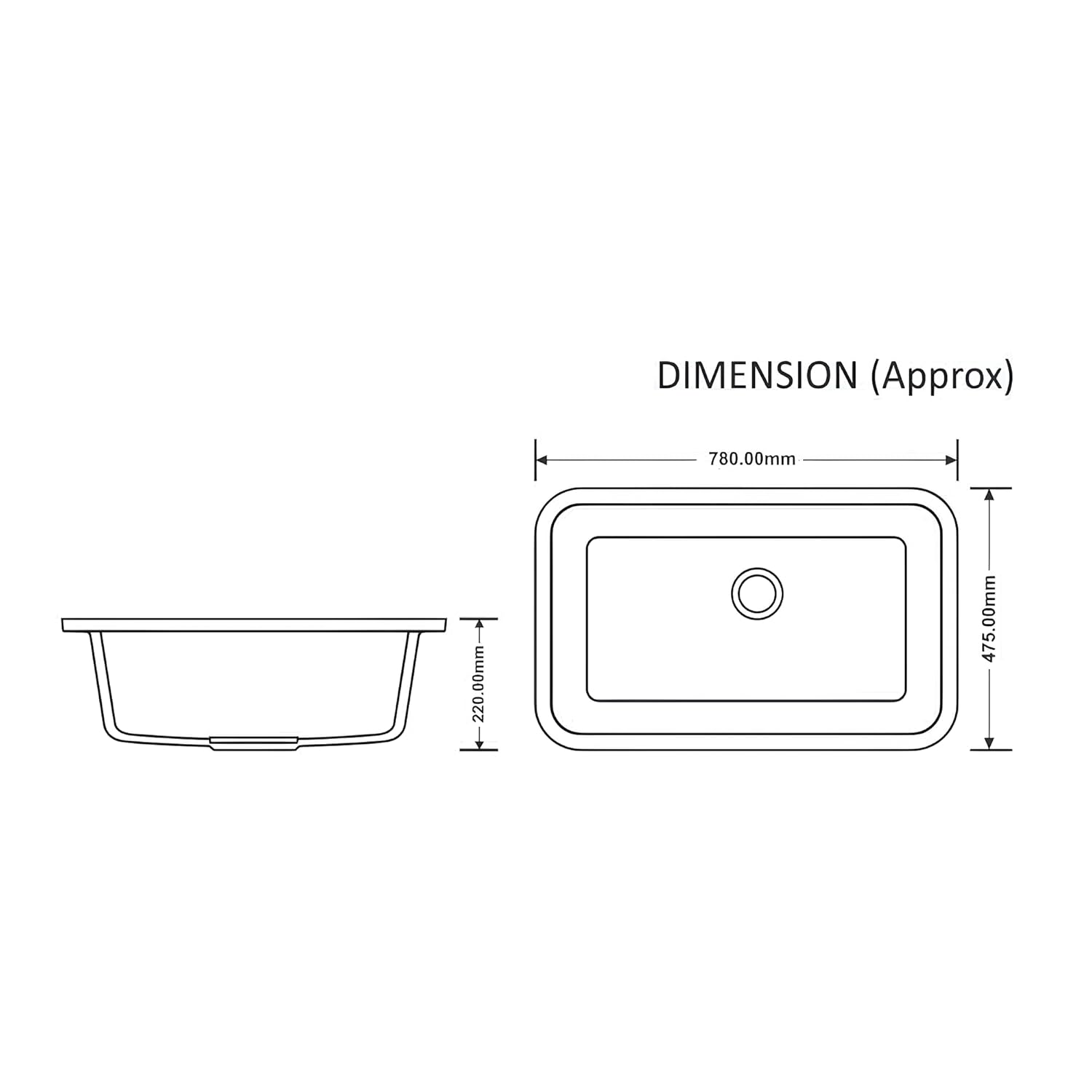 REMANENCE Granite Quartz Single Bowl Matte Finish Kitchen Sink With Drainer Basket (31 x 19 x 9 Inch) (Grey)