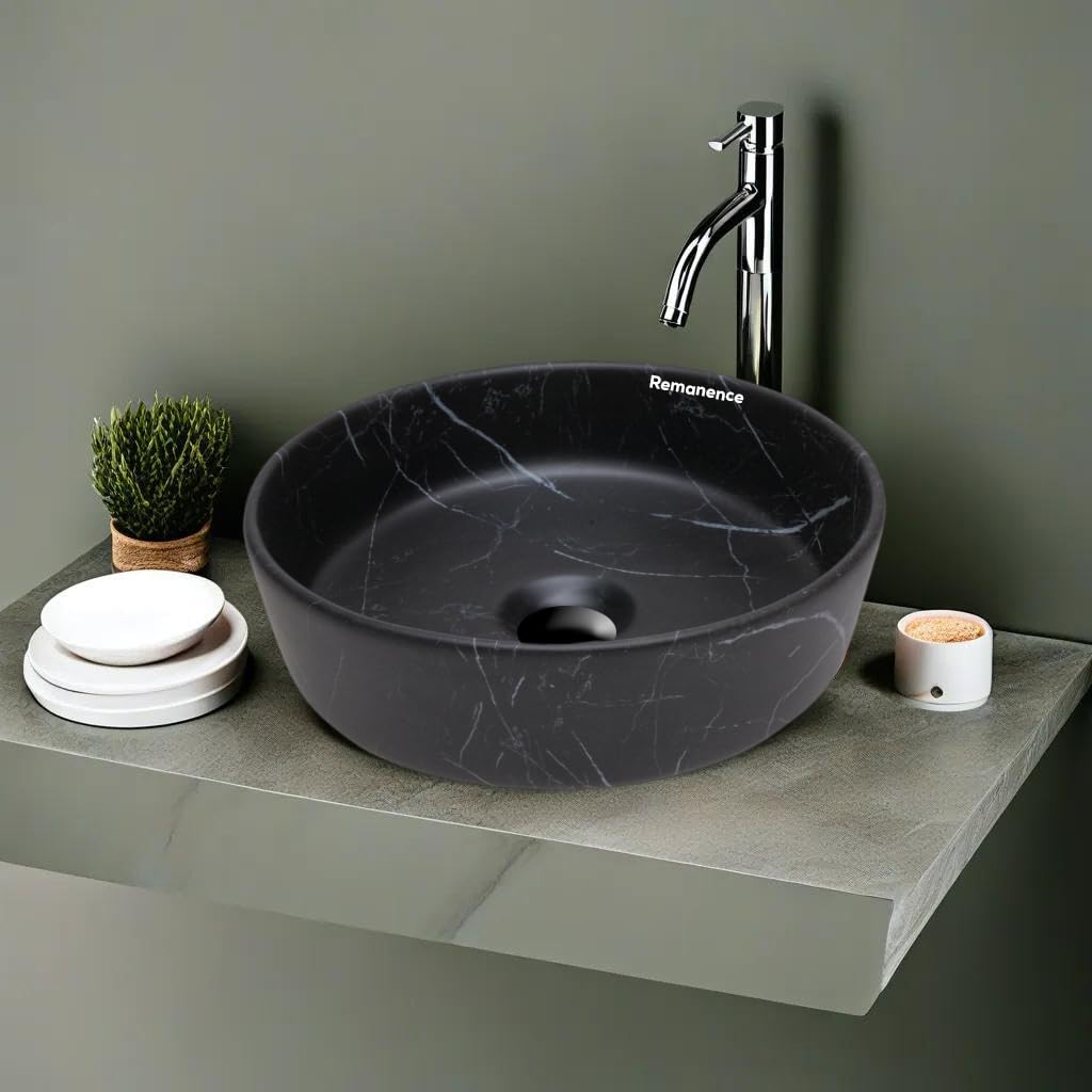 REMANENCE-ROUND Designer Countertop Wash Basin (12.5 x 12.5 x 5 Inch)