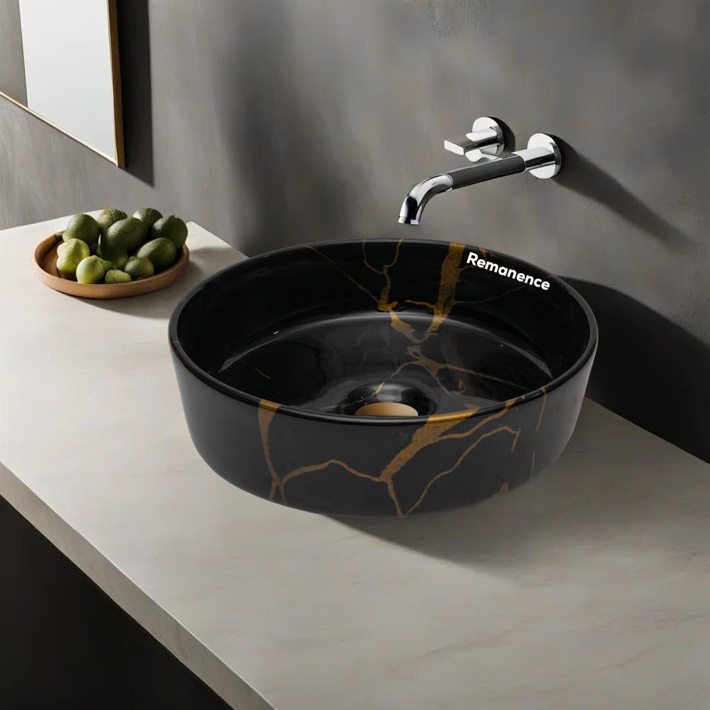 REMANENCE-ROUND Designer Countertop Wash Basin (12.5 x 12.5 x 5 Inch)