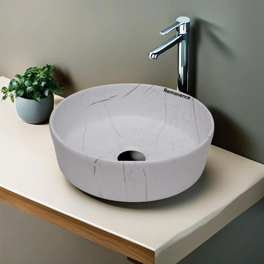 REMANENCE-ROUND Designer Countertop Wash Basin (12.5 x 12.5 x 5 Inch)