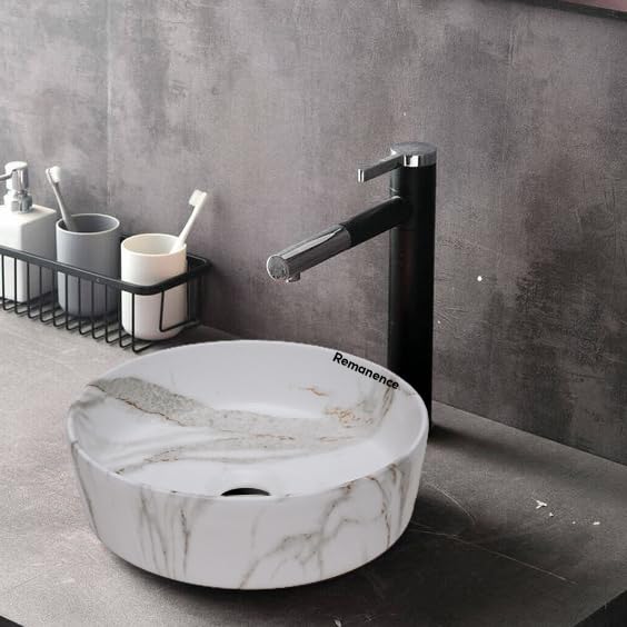 REMANENCE-ROUND Designer Countertop Wash Basin (12.5 x 12.5 x 5 Inch)