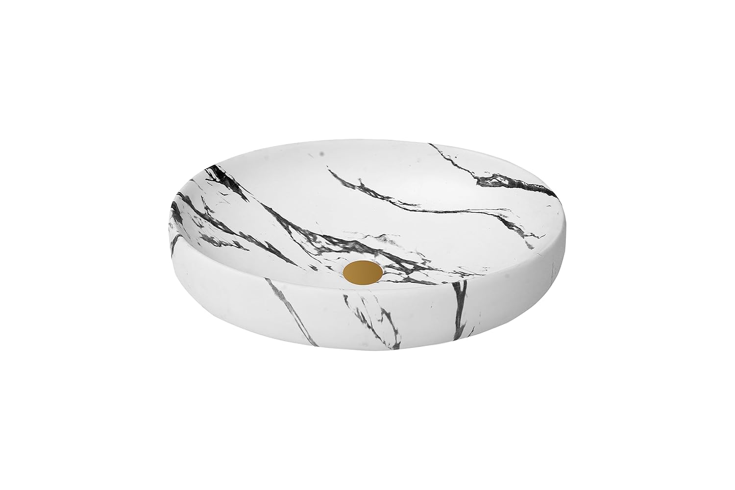 REMANENCE Ceramic Countertop Wash Basin for Designer Bathroom, Boutique Hotels, Luxury Homes (24 x 15 x 6 Inch) (White Black)