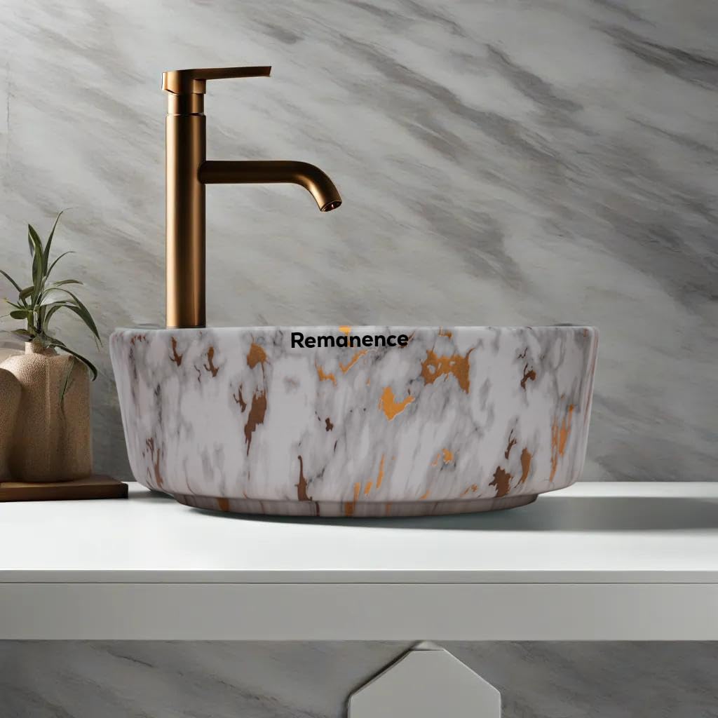 REMANENCE-ROUND Designer Countertop Wash Basin (12.5 x 12.5 x 5 Inch)