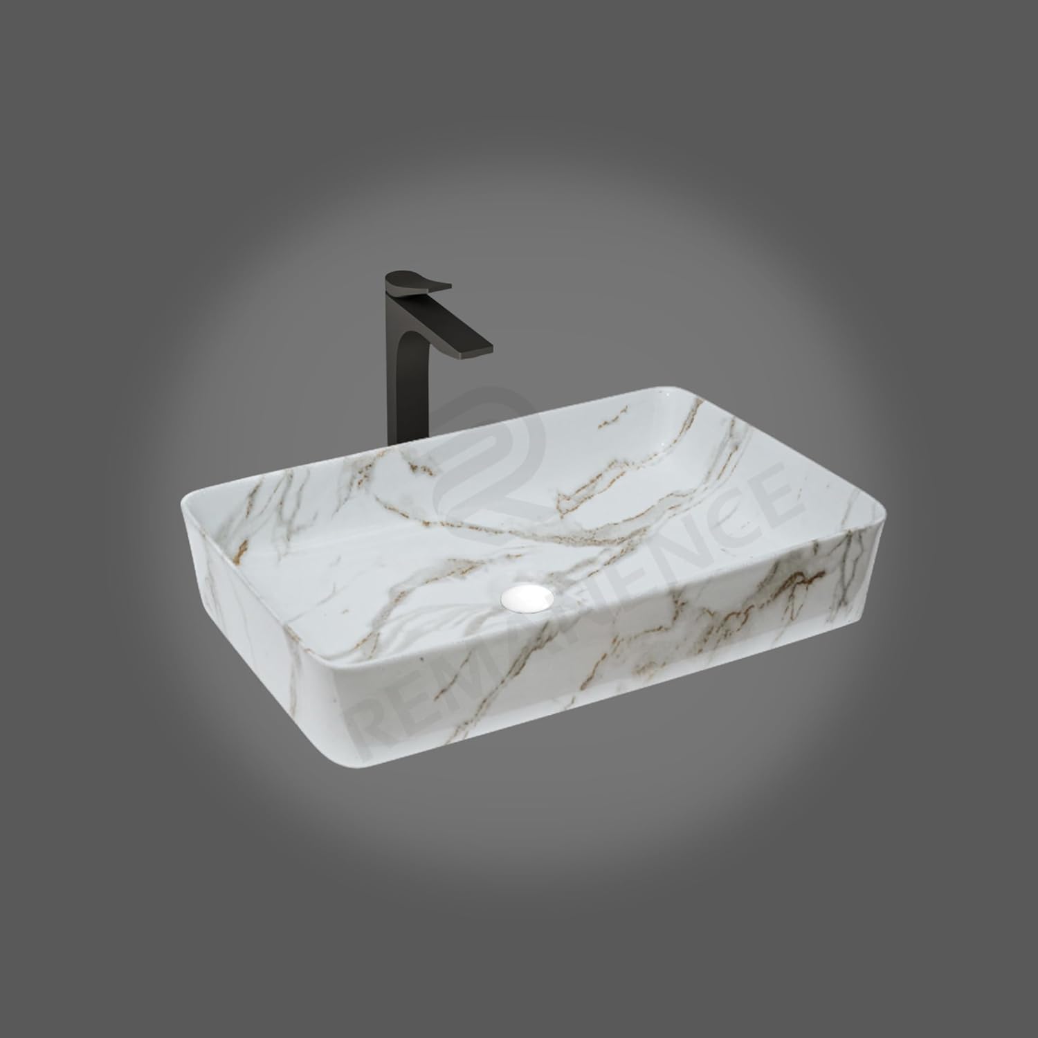 REMANENCE Designer Countertop Wash Basin for Fine-Dining Restaurants, Premium Cafés, Luxury Bathrooms, Modern Homes (24 x 14 x 5 Inch) (T-451)