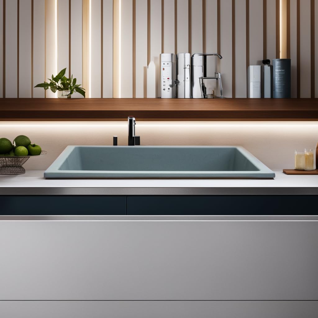 REMANENCE Granite Quartz Single Bowl Kitchen Sink With Drain Board (24 x 18 x 9 Inch)