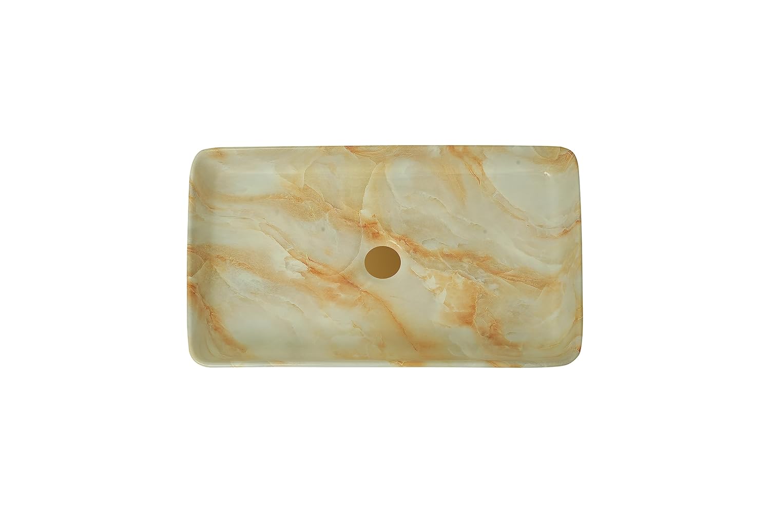 REMANENCE Designer Countertop Ceramic Wash Basin For Bathroom (24 x 14 x 5 Inch) (Designer White N Orange)