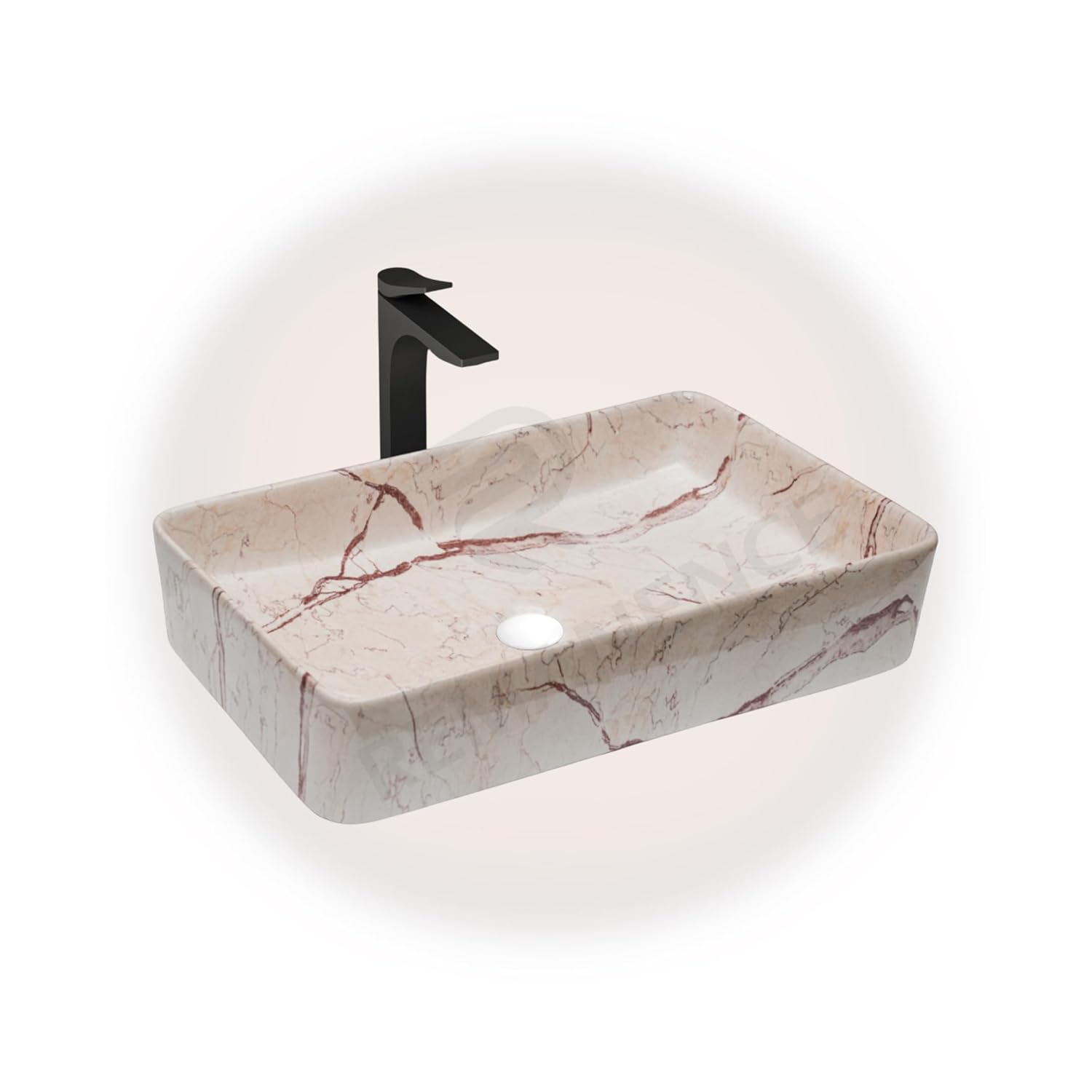 REMANENCE Designer Countertop Wash Basin for Fine-Dining Restaurants, Premium Cafés, Luxury Bathrooms, Modern Homes (24 x 14 x 5 Inch) (T - 407)