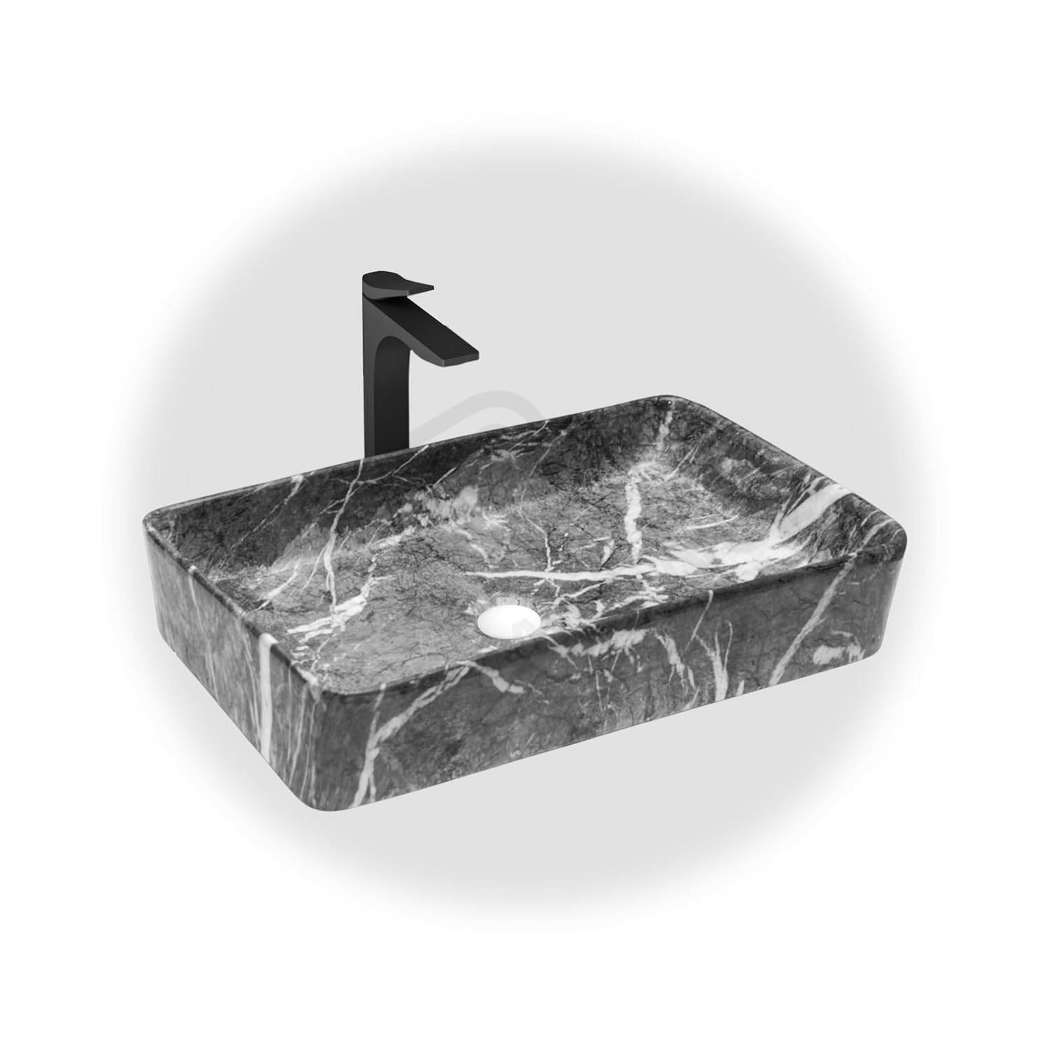 REMANENCE Designer Countertop Wash Basin for Fine-Dining Restaurants, Premium Cafés, Luxury Bathrooms, Modern Homes (24 x 14 x 5 Inch) (T - 451)