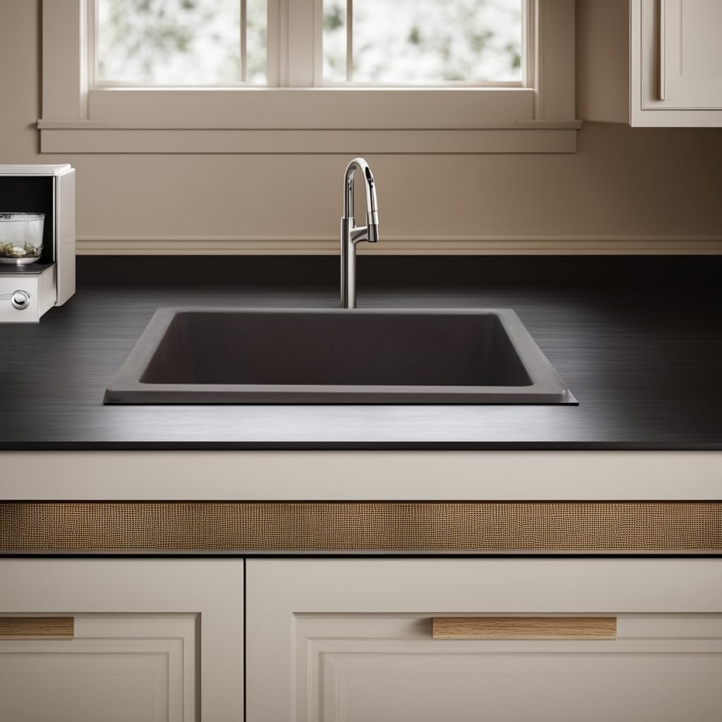 REMANENCE Granite Quartz Single Bowl Kitchen Sink With Drain Board (16 X 18 X 9 Inches)