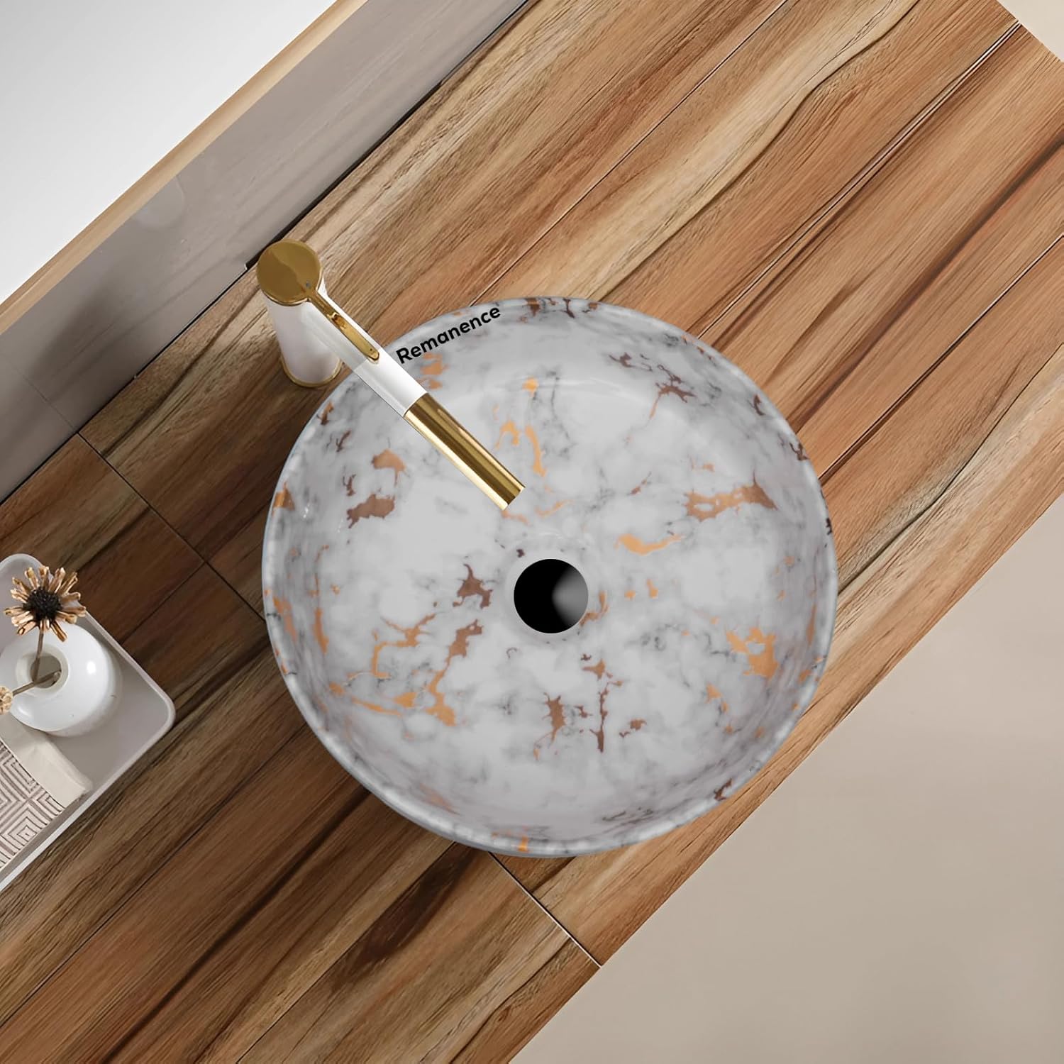 REMANENCE-ROUND Designer Countertop Wash Basin (12.5 x 12.5 x 5 Inch)