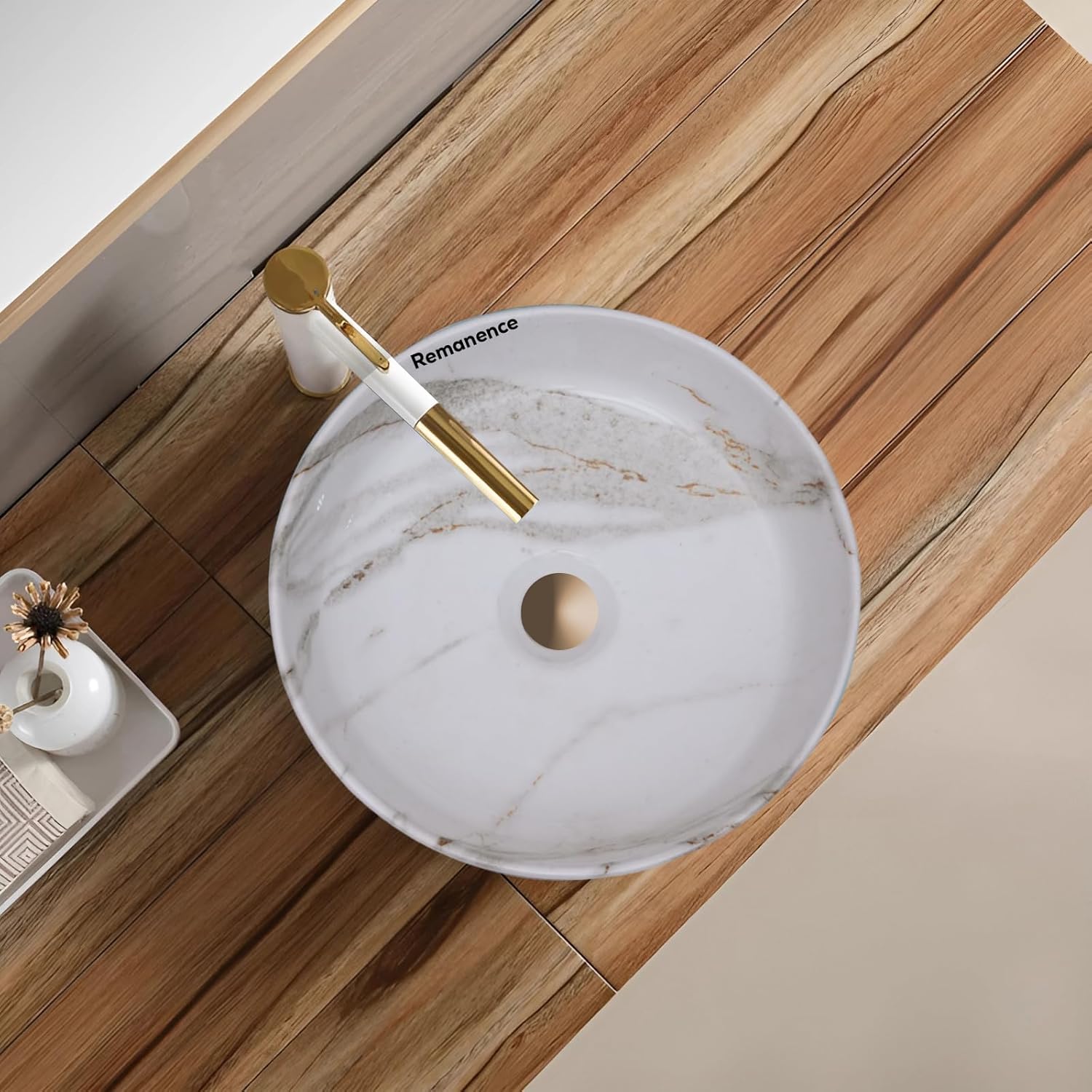 REMANENCE-ROUND Designer Countertop Wash Basin (12.5 x 12.5 x 5 Inch)