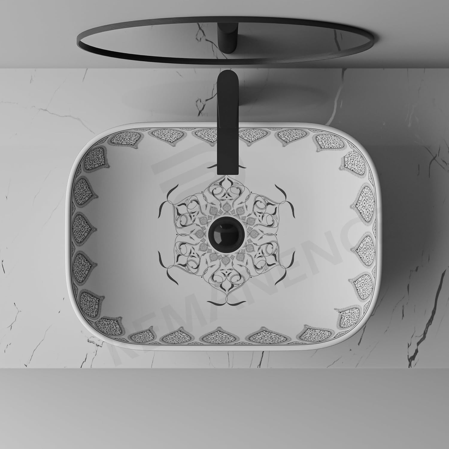 REMANENCE Designer Table Top Wash Basin for Luxury Homes, Boutique Hotels & Resorts, Premium Restaurants & Cafés (18 x 13 x 5.5 Inch) (Moroccan 1152)
