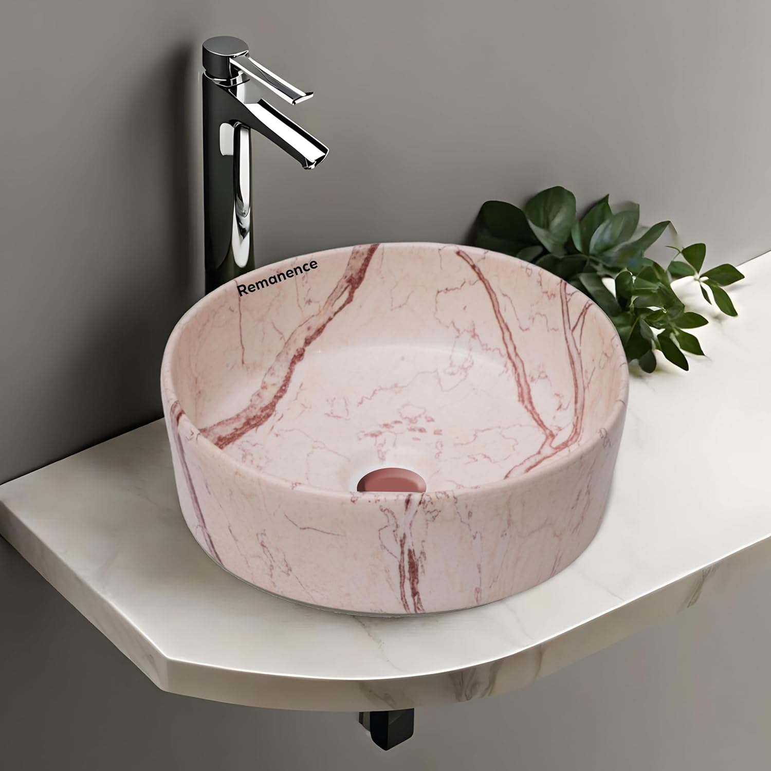 REMANENCE-ROUND Designer Countertop Wash Basin (12.5 x 12.5 x 5 Inch)