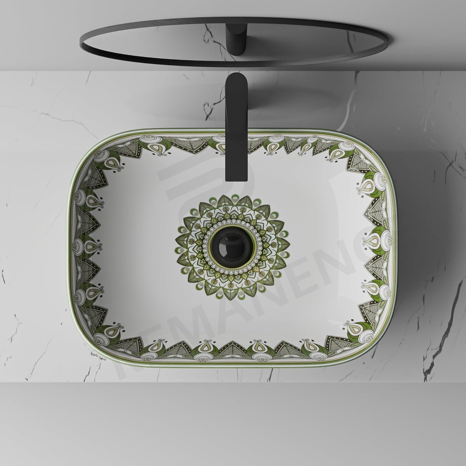 REMANENCE Designer Table Top Wash Basin for Luxury Homes, Boutique Hotels & Resorts, Premium Restaurants & Cafés (18 x 13 x 5.5 Inch) (Moroccan 1158)