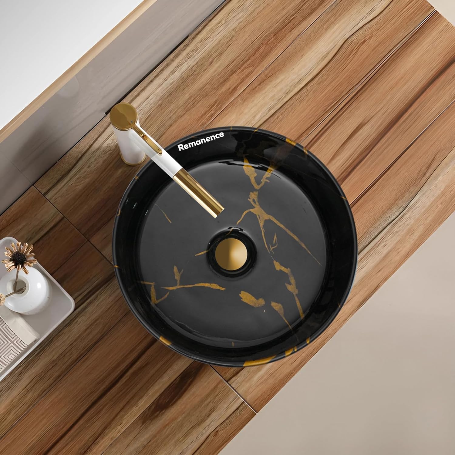 REMANENCE-ROUND Designer Countertop Wash Basin (12.5 x 12.5 x 5 Inch)