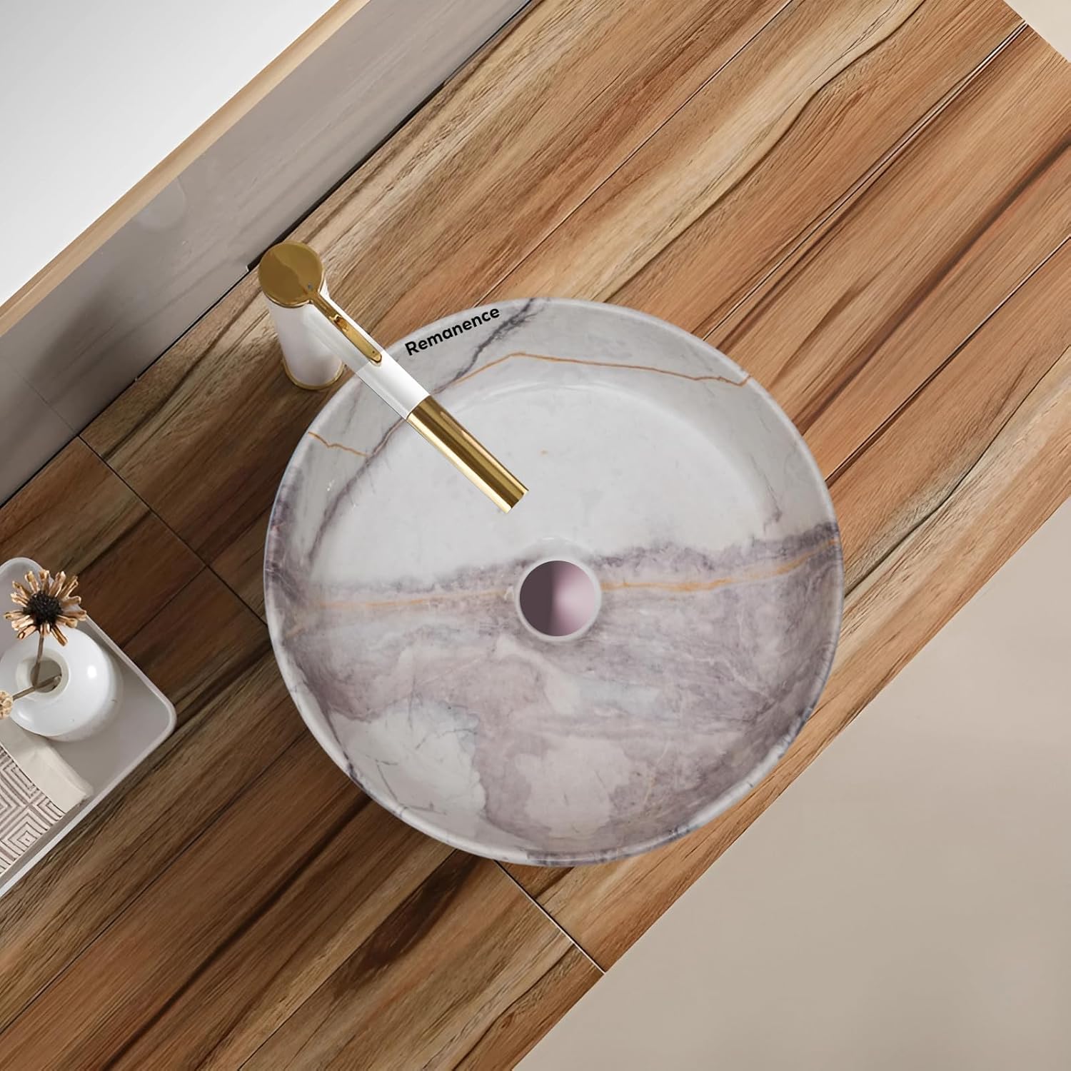 REMANENCE-ROUND Designer Countertop Wash Basin (12.5 x 12.5 x 5 Inch)