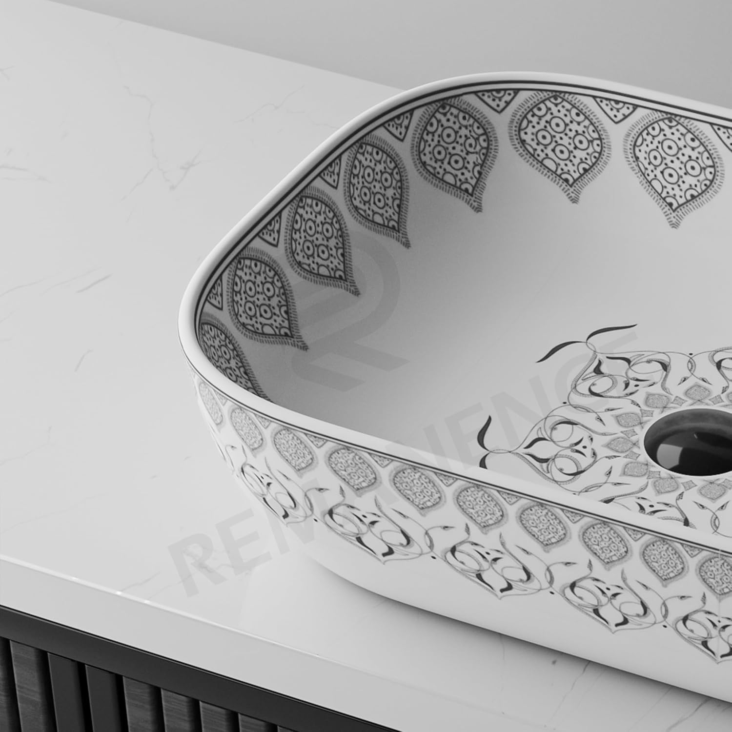REMANENCE Designer Table Top Wash Basin for Luxury Homes, Boutique Hotels & Resorts, Premium Restaurants & Cafés (18 x 13 x 5.5 Inch) (Moroccan 1152)