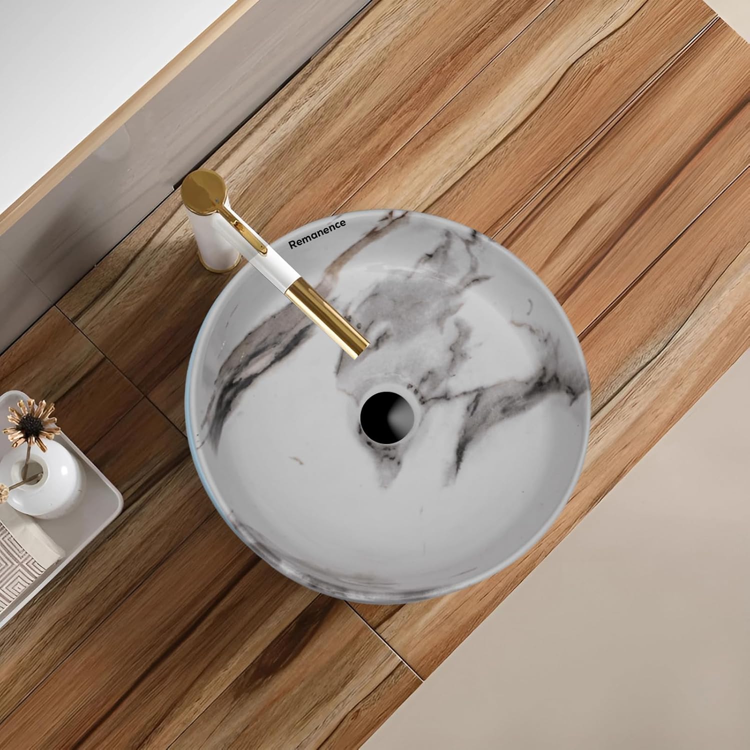 REMANENCE-ROUND Designer Countertop Wash Basin (12.5 x 12.5 x 5 Inch)