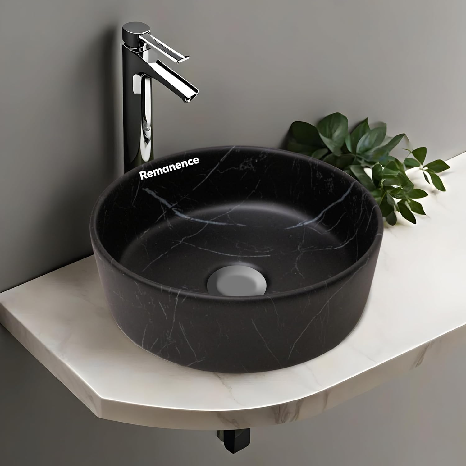 REMANENCE-ROUND Designer Countertop Wash Basin (12.5 x 12.5 x 5 Inch)