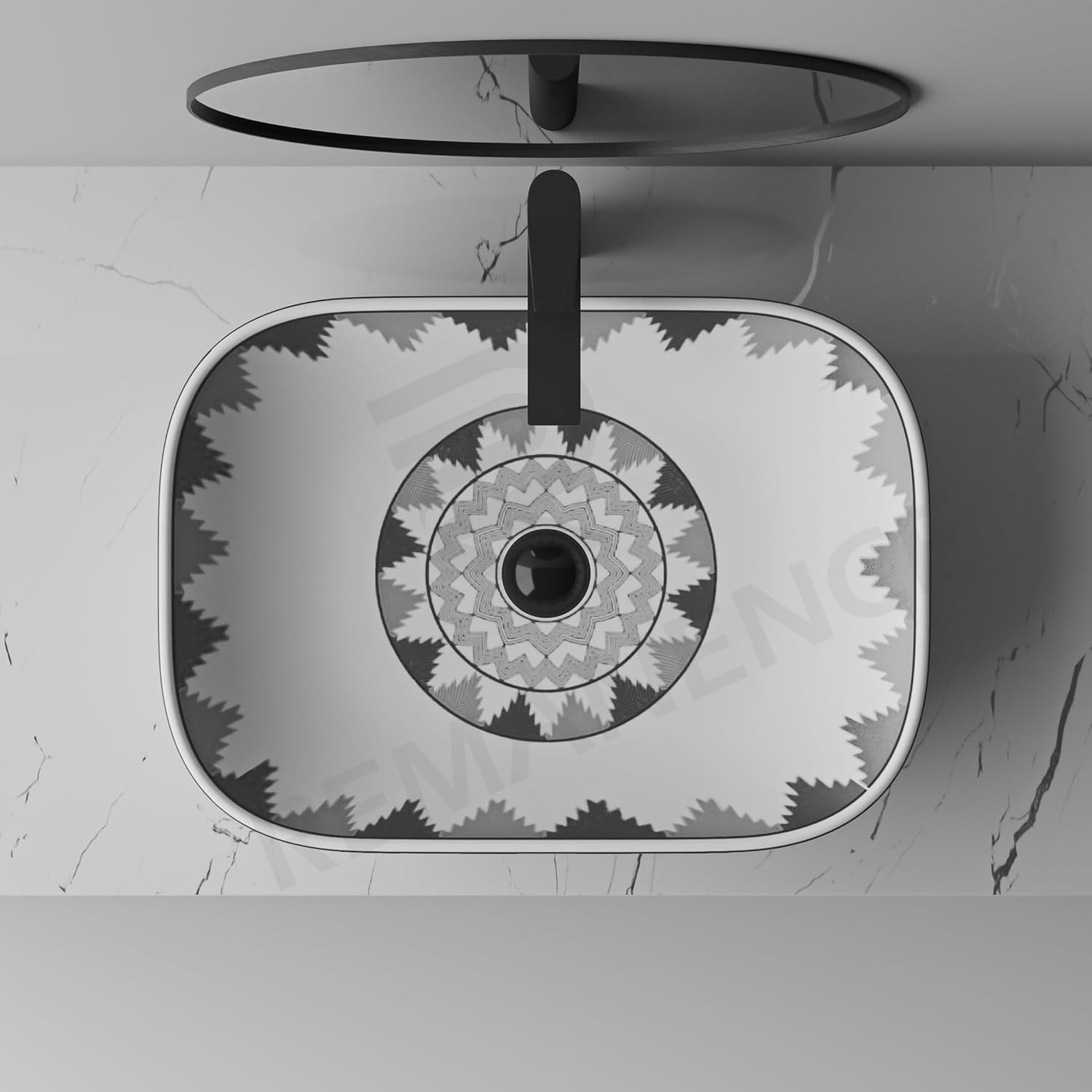 REMANENCE Designer Table Top Wash Basin for Luxury Homes, Boutique Hotels & Resorts, Premium Restaurants & Cafés (18 x 13 x 5.5 Inch) (Moroccan 1156)