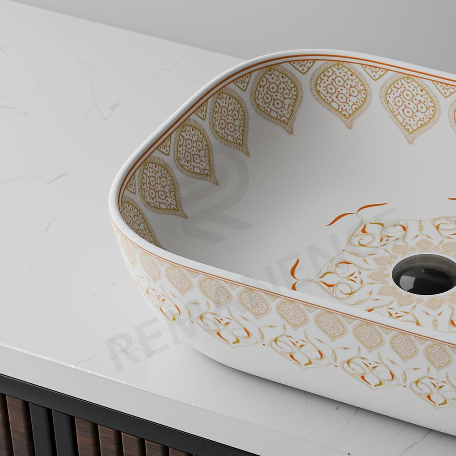 REMANENCE Designer Table Top Wash Basin for Luxury Homes, Boutique Hotels & Resorts, Premium Restaurants & Cafés (18 x 13 x 5.5 Inch) (Moroccan 1151)